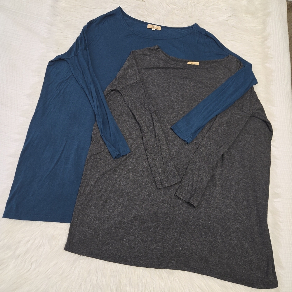 PIKO 1988‎ Tunic Knit Top Lot Small Teal | Gray Boho Lagenlook